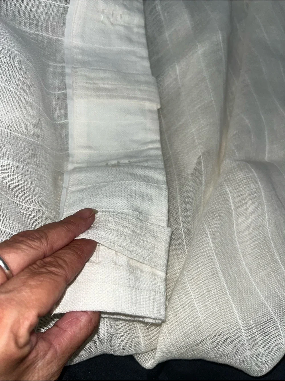 Pottery Barn Emery Ivory Linen Drape Set/ 2 Curtain Panels • 50” x 104” • NWOT